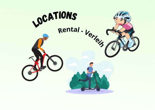 Rental shops: Bikes, mountain bikes, electric rollers